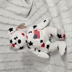 Vintage Ty Beanie Baby Original " Glory "  1998 Patriotic Bear P.E. Pellets